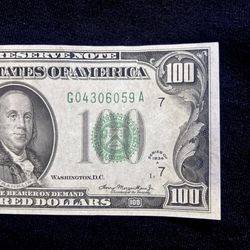 1934A 100 Dollar High Grade FRN Chicago Green Seal United States Old Paper Money