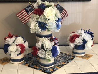 Patriotic 4th of July Flower Arrangement Decor