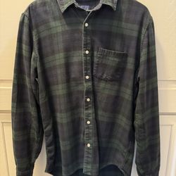 GAP Organic Cotton Plaid Flannel Shirt Green/blue– Size Large