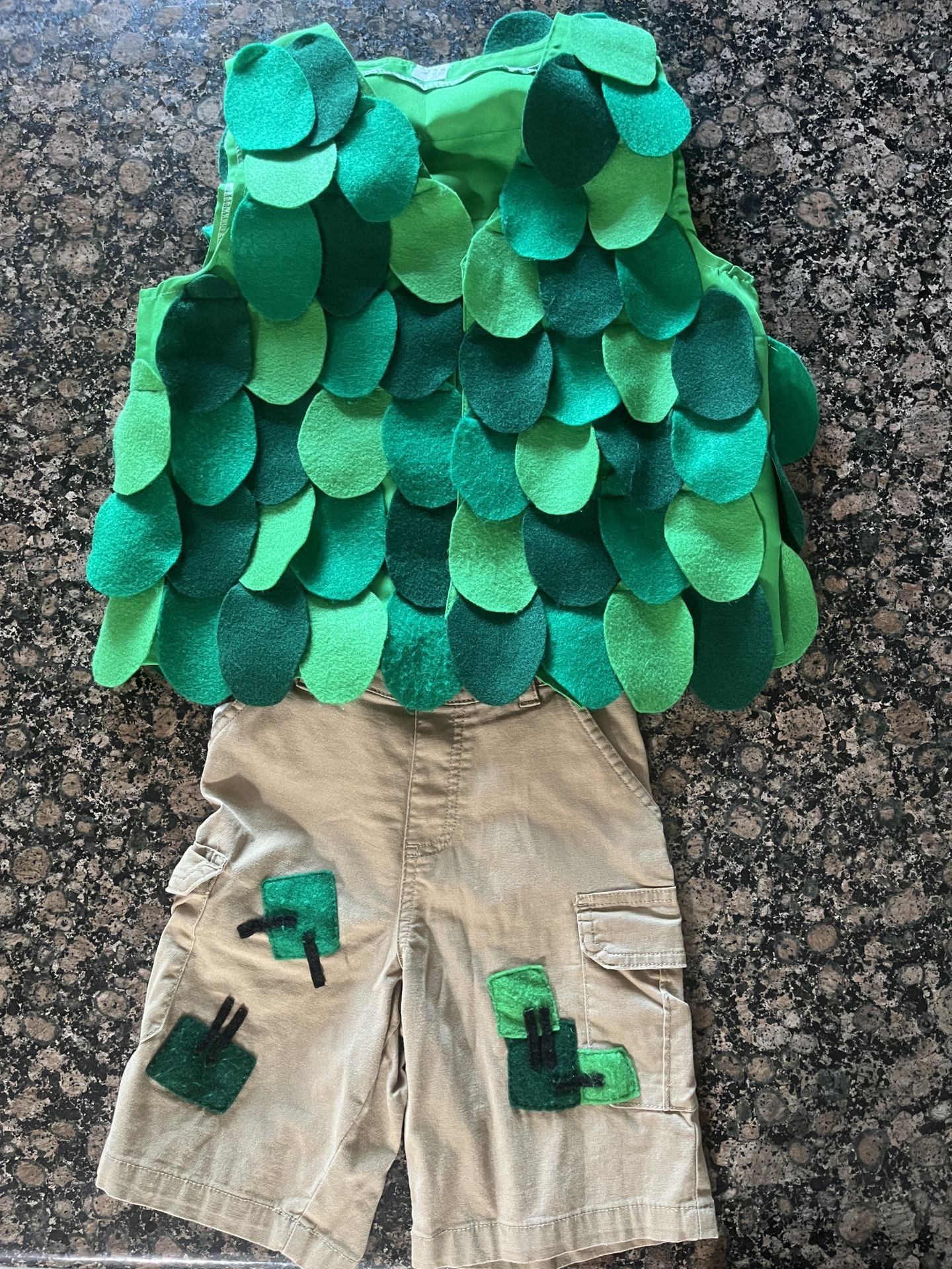 Branch Trolls Costume Size 7 Shorts, Vest And Wig