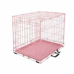 Top Paw® 24" Small Folding Wire Crate - Leak Proof Tray, Collapsible, Pink