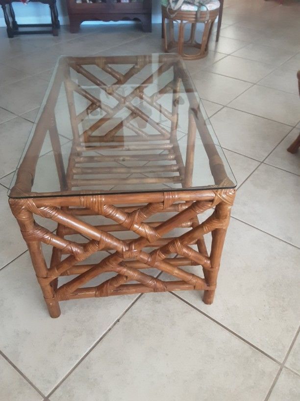 Vintage  Glass Top Table