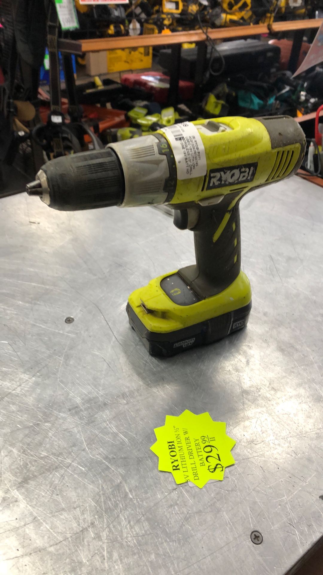 1003 Ryobi P271 18v Lithium Ion Cordless 1/2” Drill Driver W/ Battery 023974