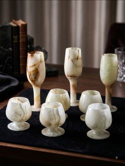 Onyx stone Goblet and Snifter Cup Set