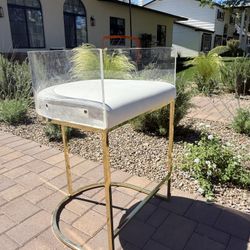 Gold and Acrylic Vanity Stool - Counter Height