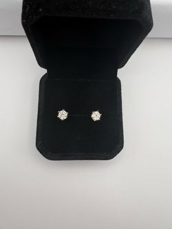 1 CTW Round Brilliant Moissanite Stud Earrings D VVS1 925 Silver Gold Tone | Grundy Jewelers