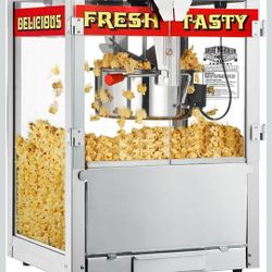 Top Star Popcorn Machine - 12oz Stainless-Steel Kettle, Reject Kernel Tray, Warming Light, and Accessories by Great Northern Popcorn (Red and Yellow)