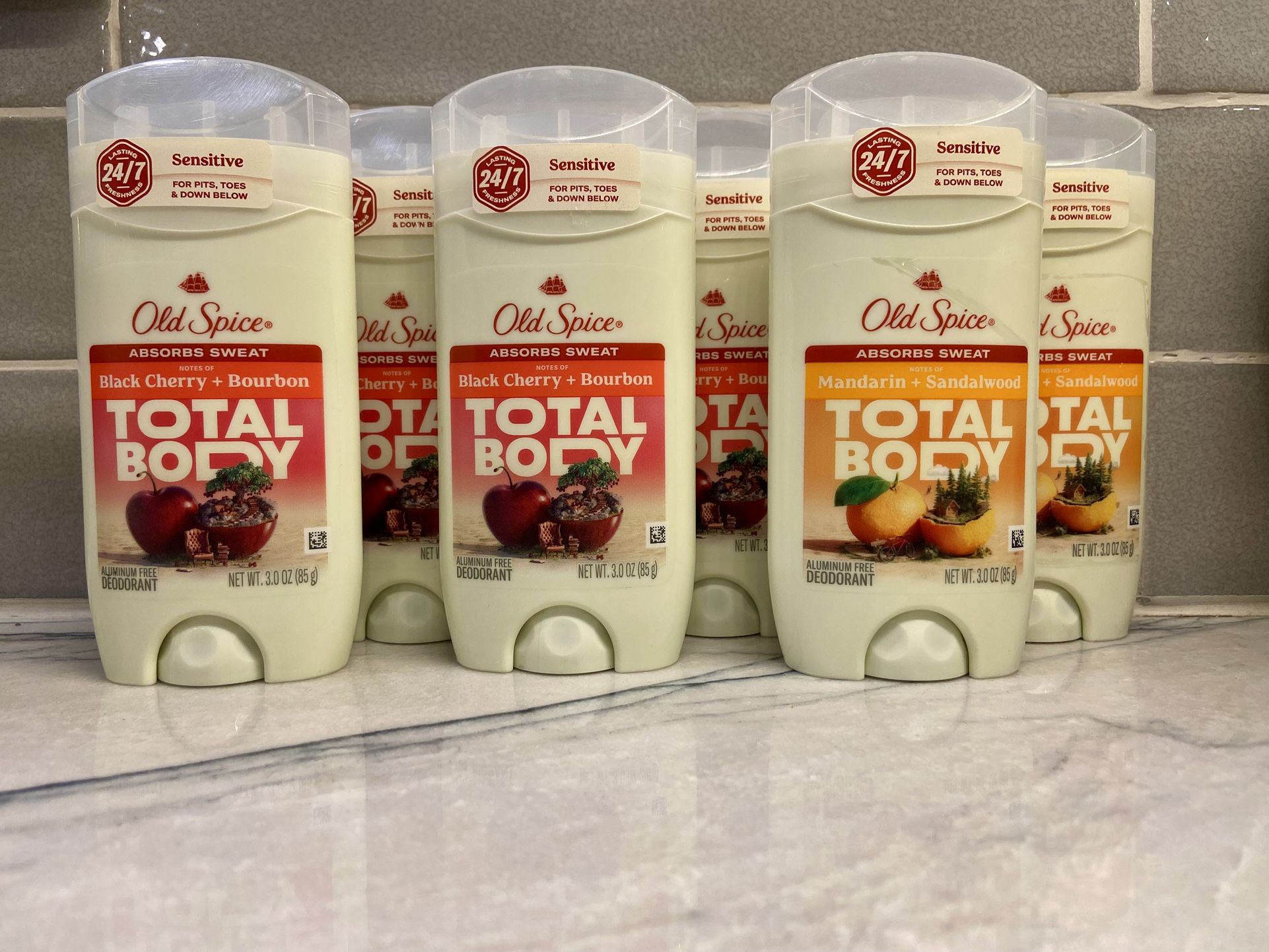 Old Spice Whole Body Deodorant Stick, Aluminum Free Total Body Deodorant, Black Cherry + Bourbon Scent OR Mandarin + Sandalwood. 3 oz