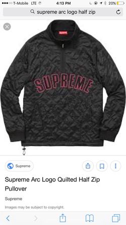 Supreme Arc Logo Quilted Zip Pullover Size Large