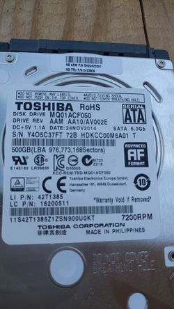 Toshiba 500gb laptop hard drive