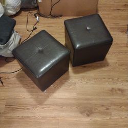 Small Leather Ottoman 