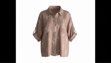 Floral Button-Up Shirt with Roll-Tab Sleeves