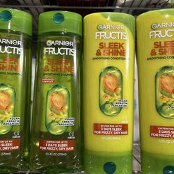 GARNIER FRUCTIS SLEEK & SHINE SHAMPOO & CONDITIONER 4 FOR $12.00