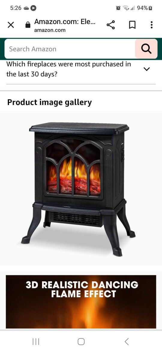 Intertek Lifeplus Stove Style Fireplace Heater