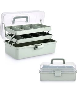 New BTSKY 3-Layer Plastic Dividing Storage Box Craft Organizer and Storage with Adjustable Spacers Portable Handled Art Supply Organizer Multipurpose 