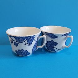 Ralph Lauren garden vine by Burleigh blue white tea cup only Set Of 2 Clean EUC