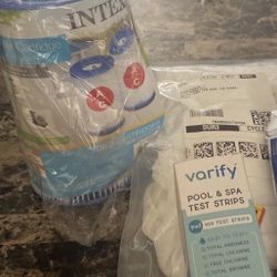 Free Pool Filter, Skimmer Bags, Test Strips 