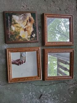 Set Of Three Mirrors & Kitten Plaque