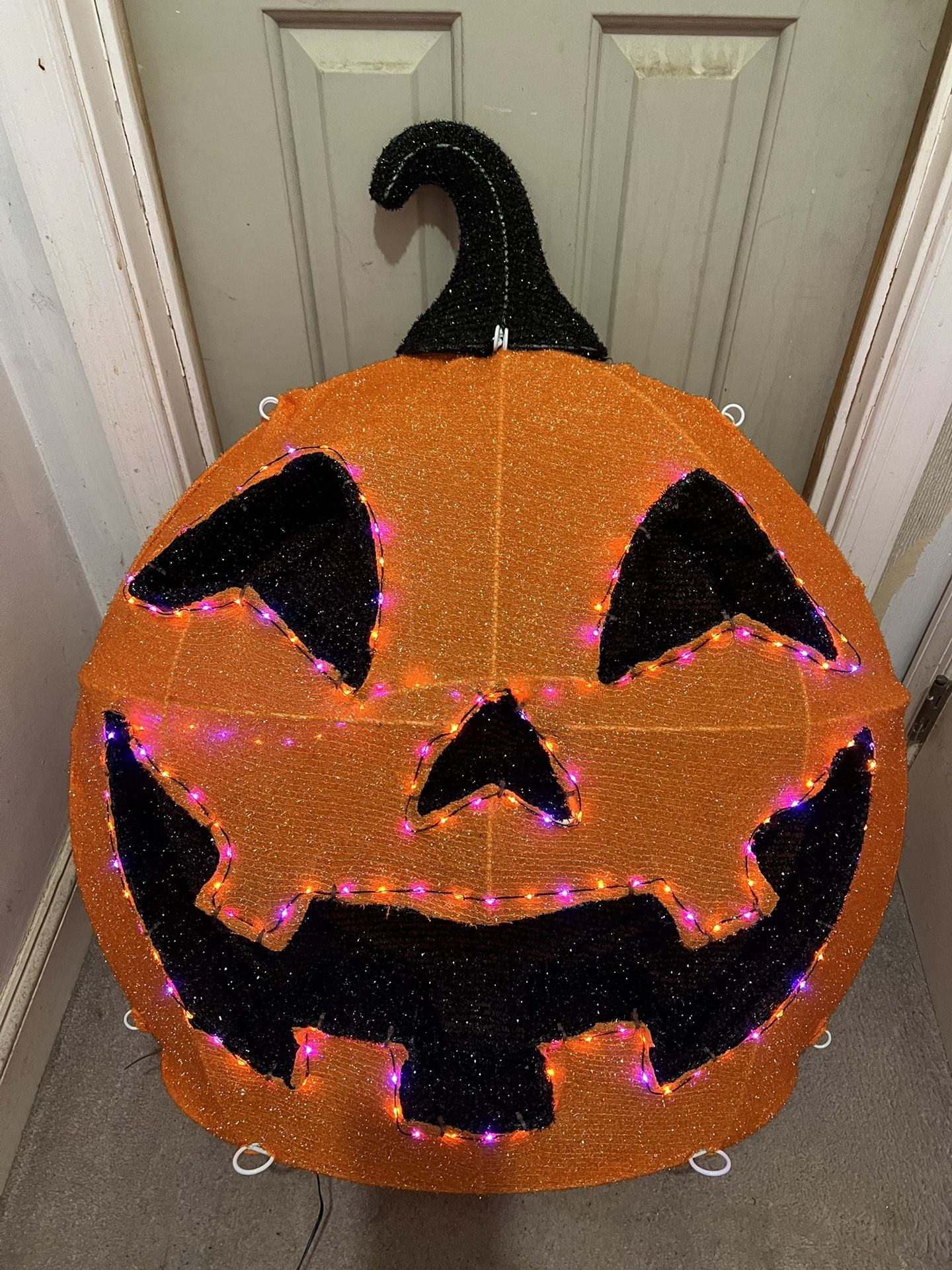 30” LED Haunted Living Tinsel Pumpkin-Halloween