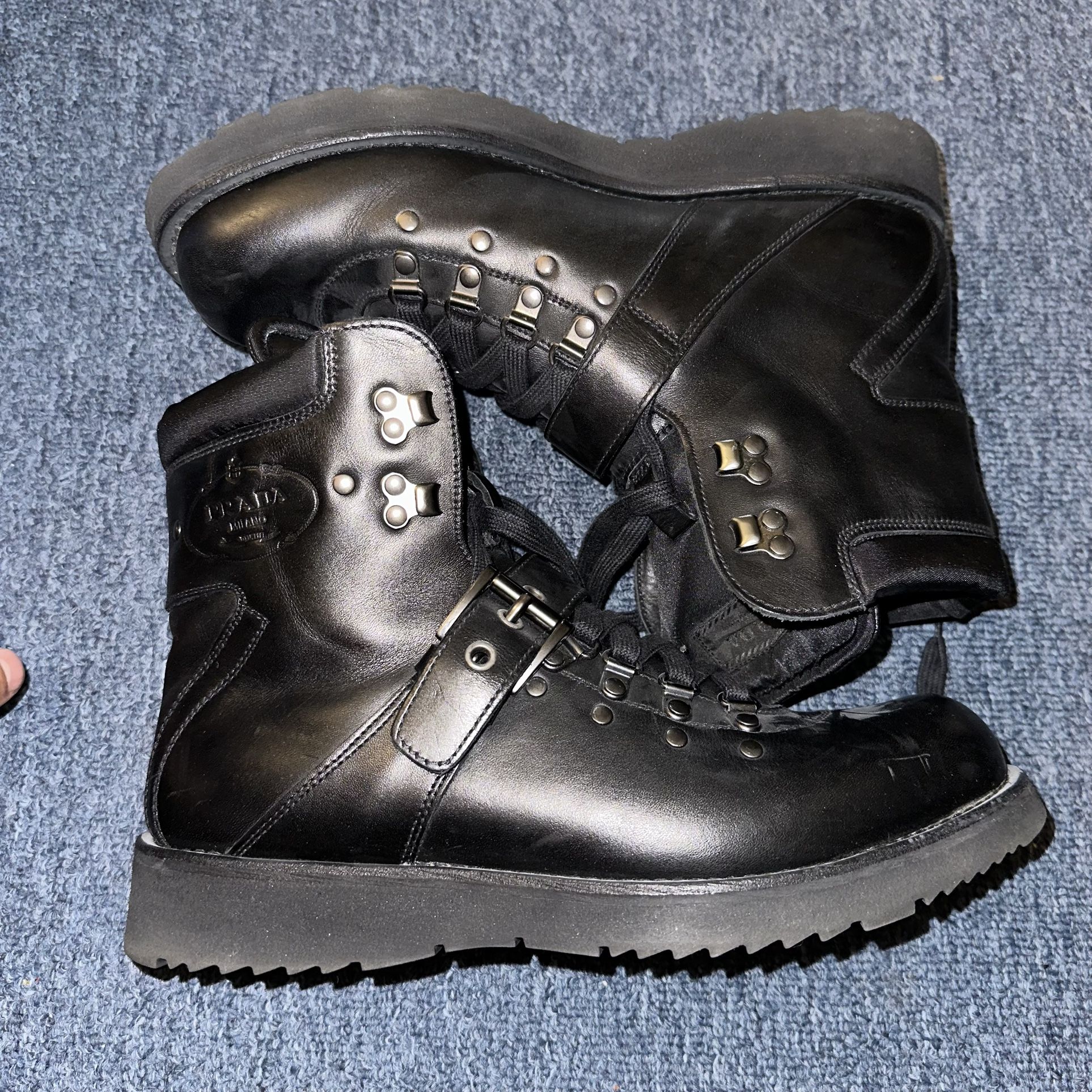 Prada 2TG011 Pull Up Black Boots 