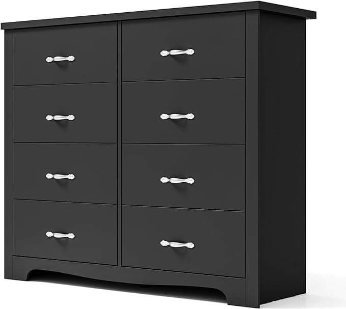 Modern 8 Drawers Dresser Chests for Bedroom, Wood Dresser Tall Chest of Drawers, Dressers Organizer for Bedroom, Living Room, Hallway, Clos