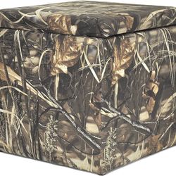 Real Tree Microsuede Soft Upholstered Storage Ottoman, Camo