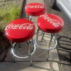 COCA COLA RED BAR STOOLS (3)