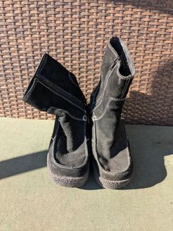 Bongo Vintage Suede Platform Wedge Ankle Boots Women 8 black