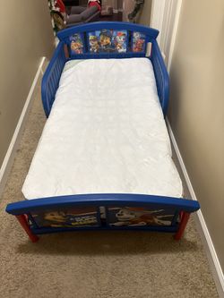 Paw Patrol Toddler Bed With Mattress Sheets And Blankets 