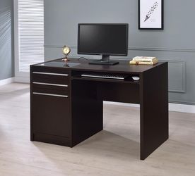 47-INCH 2-DRAWER OFFICE DESK WITH CABINET CAPPUCCINO