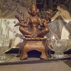 Hindu 6 Arm Bronze Brass Cast Iron Statue