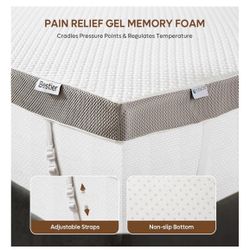 4 Inch Gel Memory Foam Mattress Topper Queen Size (60 x 80 Inch), Cooling Bed Topper & Soft Mattress Pad, High Density Foam with Tencel Cover 