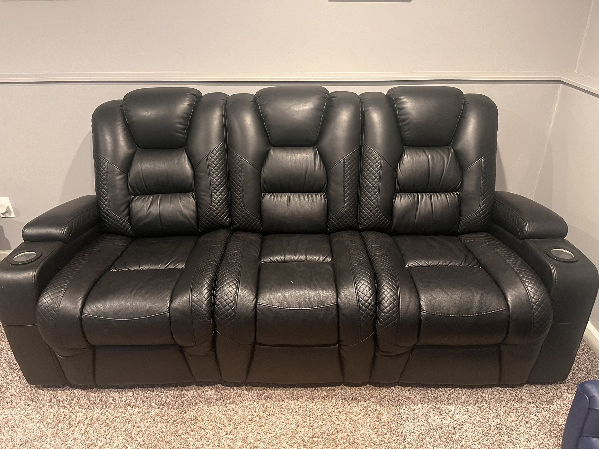 Black Leather Couch (like New)