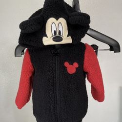 Disney Mickey Mouse Cozy Sherpa Zip Up Cosplay Hoodie 18M