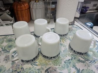 6 Vintage USA Corelle Corning Old Town Blue Onion Coffee Mug Tea Cups Glass 1410