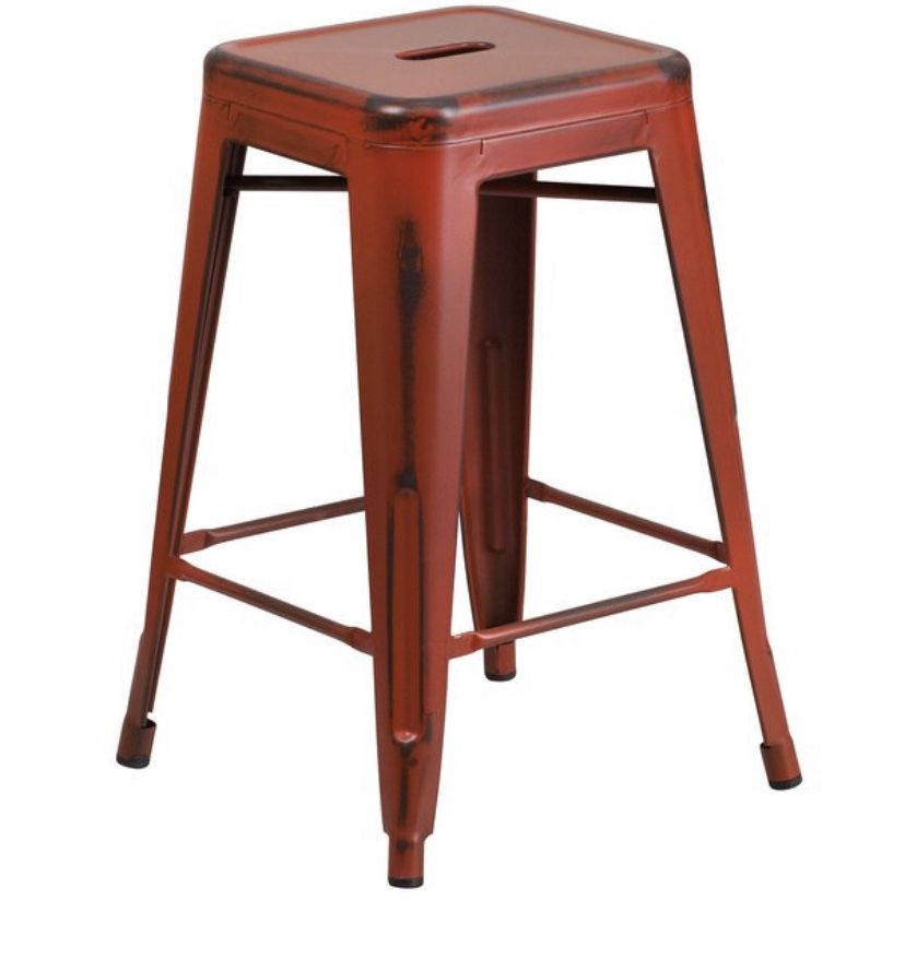 Rustic red barstools (set of 4)