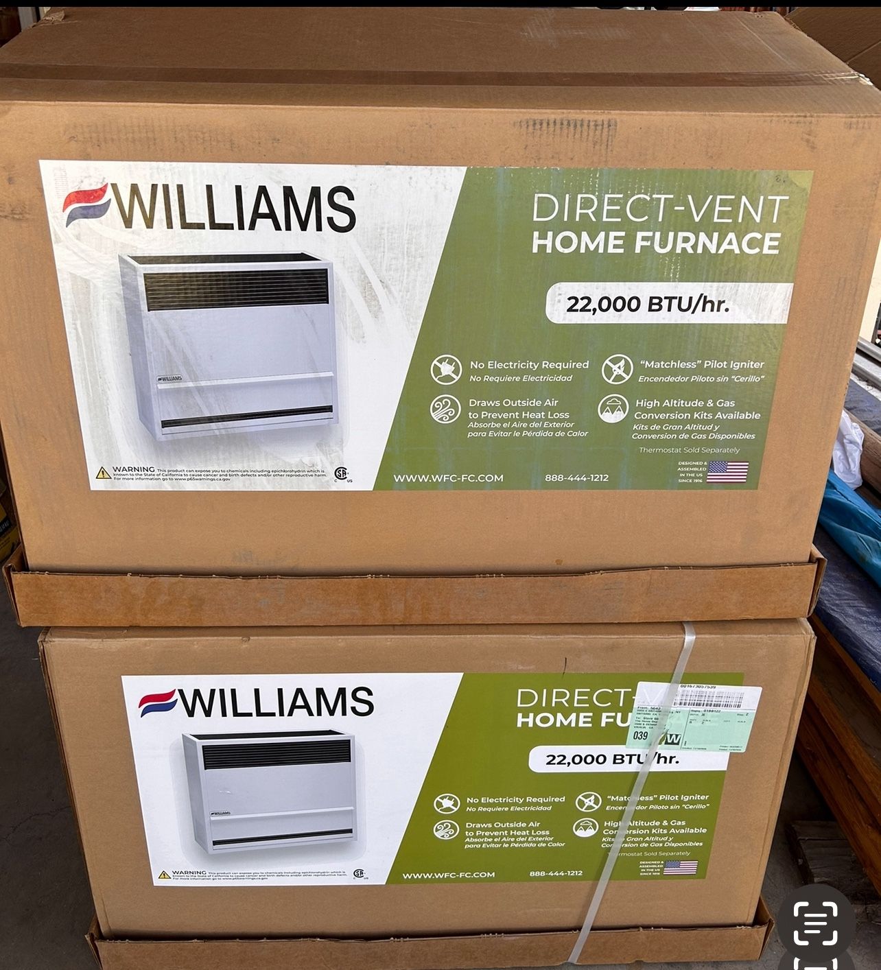 Direct Vent 22,000 BTU Wall Heater By Williams 