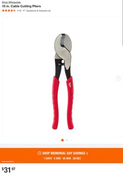 Milwaukee 10 in. Cable Cutting Pliers