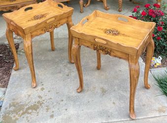 Pair of French Country Tray Top Side Tables