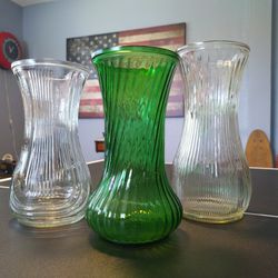 Lot Of 3 Hoosier Glass Vintage Vases
