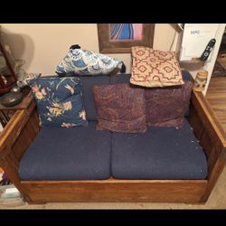 Wooden Loveseat With Cushions 