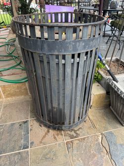 outdoor steel trash receptacle