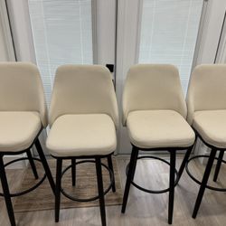 Set of 4 Beige Bar Stools