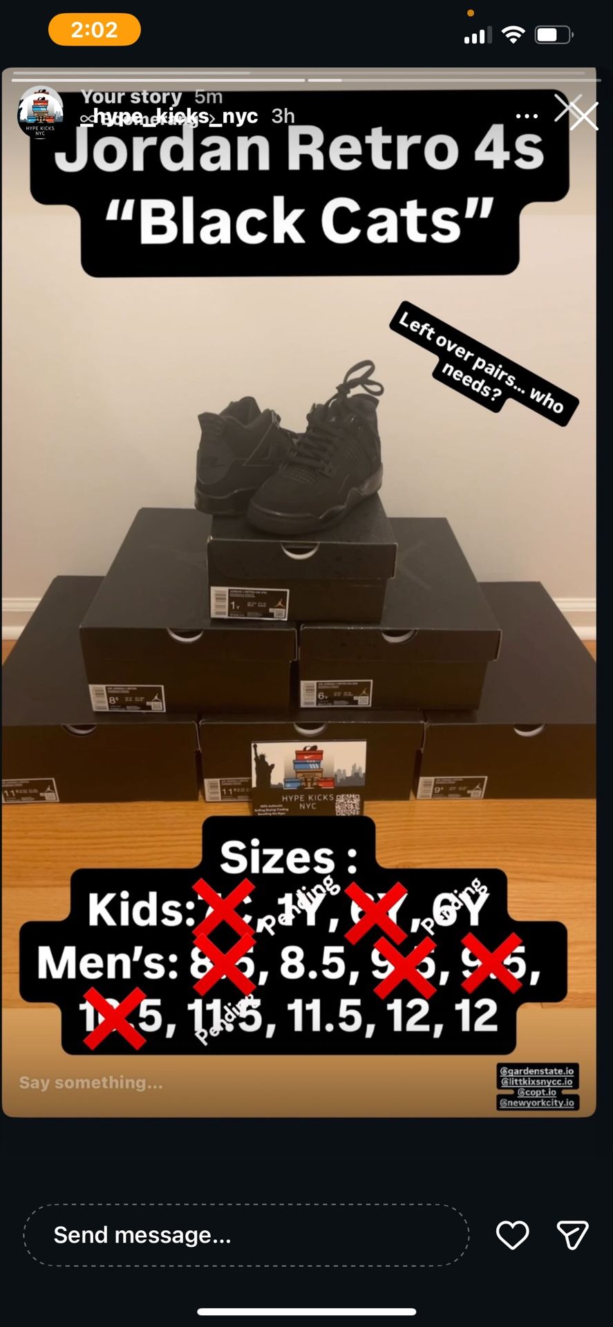 Jordan Retro 4s Black Cats Sz 8.5, 11.5, 12 