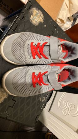 Nike Gray Red Sneakers Athletic Shoe Velcro