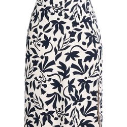 Women’s Plus Linen Blend Midi Skirt with Side Slit XXL 20 Cottagecore Floral NWT