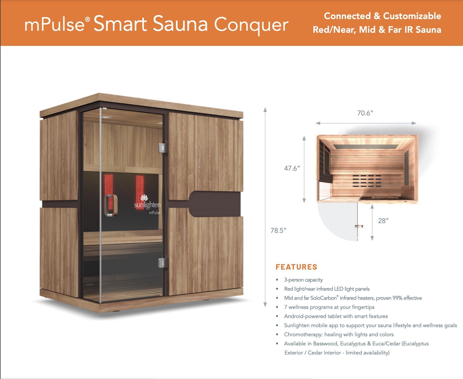 Sunlighten mPulse Conquer Smart Sauna 3 Person