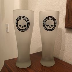 22 Oz Harley Davidson Frosted Pilsner Glasses