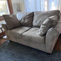 Gray/Green Microsuede Loveseat