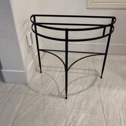 Elegant Wrought Iron Half-Moon Console Table – 25” W x 13” D x 22” H